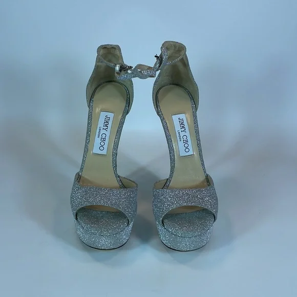 Jimmy Choo Pattie Glitter Platform Heels
